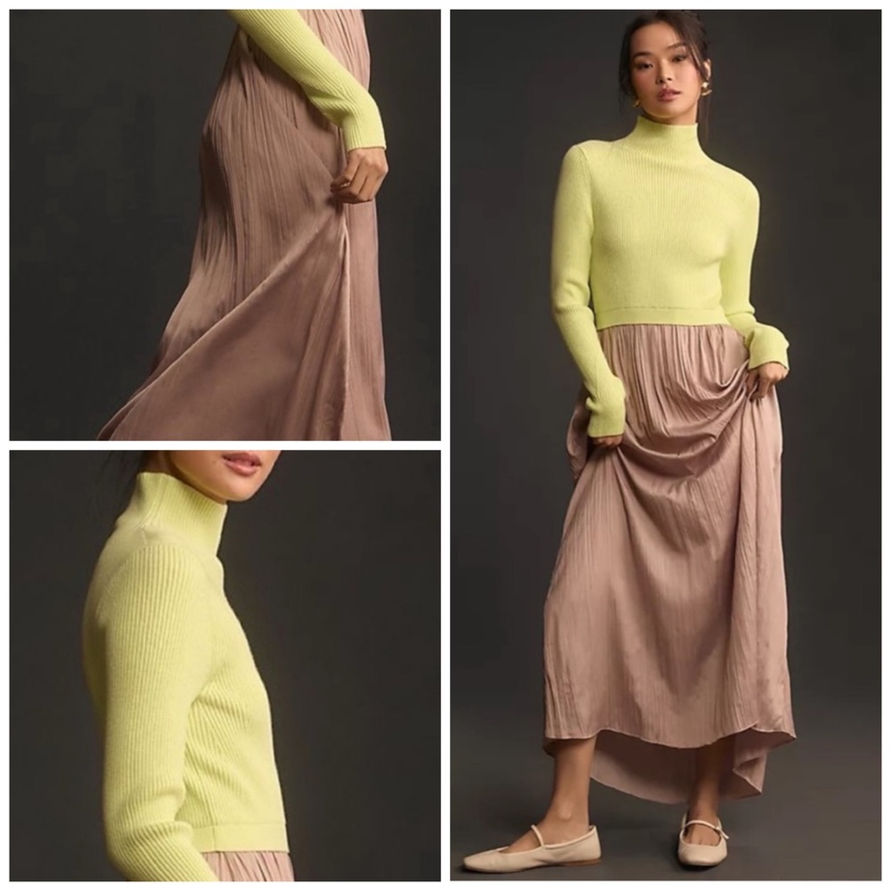 Anthropologie The Thea Twofer Sweater Dress Neutral Combo - Picture 6 of 6